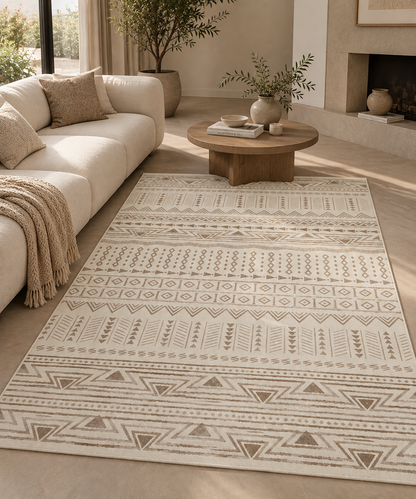 Tapis Salon Beige Doux & Pratique 1,5x2,1m