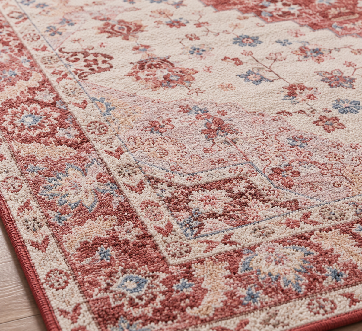 Tapis Boho Persan Vintage Rose Flanelle