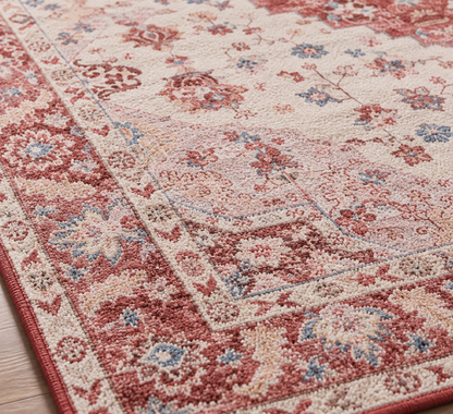 Tapis Boho Persan Vintage Rose Flanelle