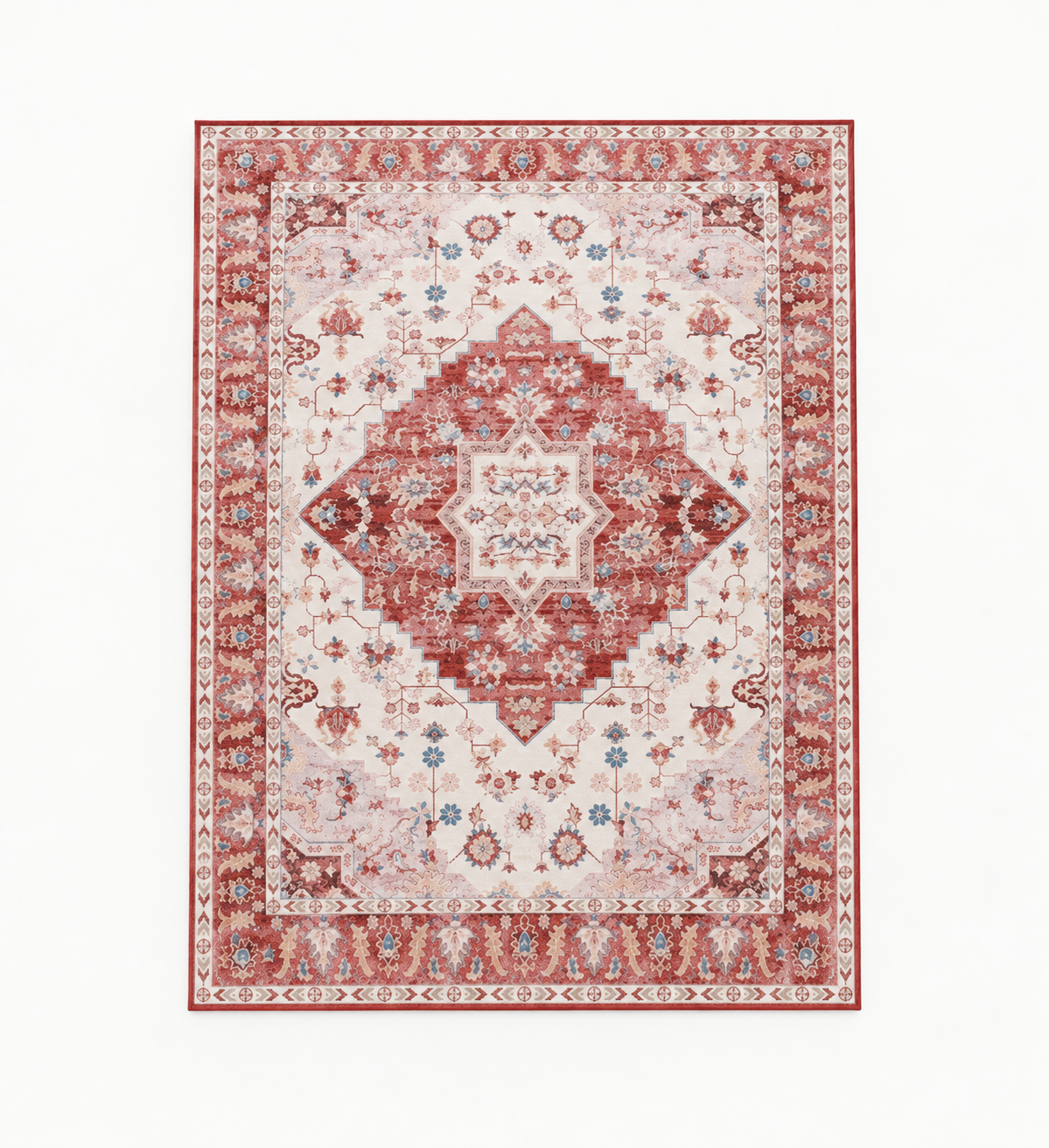 Tapis Boho Persan Vintage Rose Flanelle