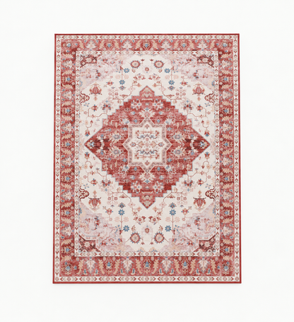 Tapis Boho Persan Vintage Rose Flanelle