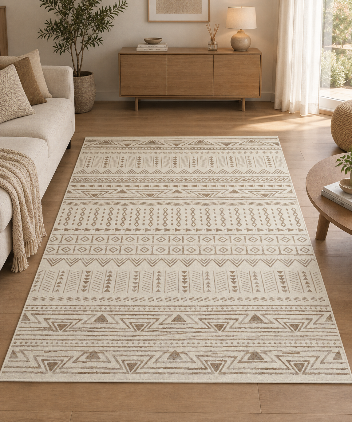 Tapis Salon Beige Doux & Pratique 1,5x2,1m