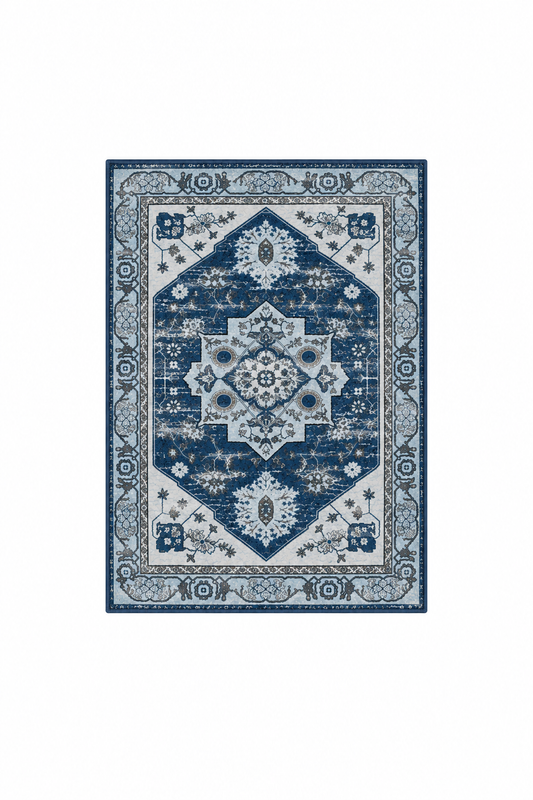Tapis Persan Vintage Lavable Bleu