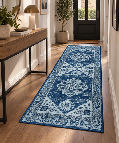 Tapis Persan Vintage Lavable Bleu