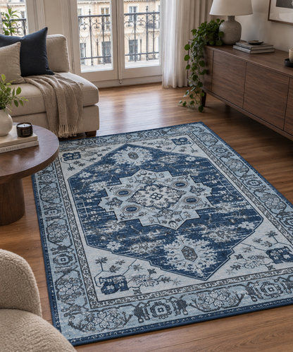 Tapis Persan Vintage Lavable Bleu