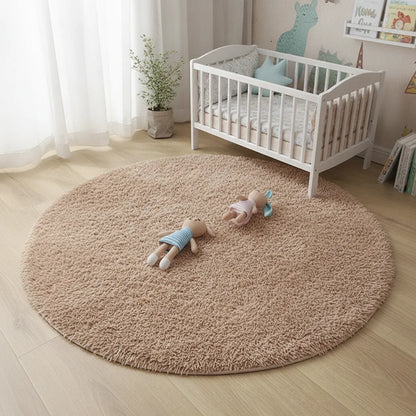 Tapis Rond Moelleux Fausse Fourrure Enfant