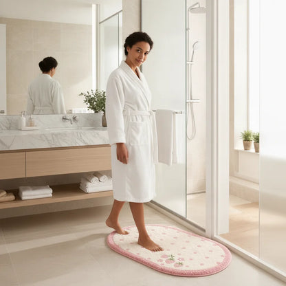 Tapis de Bain Fraise Peluche Douceur & Sécurité
