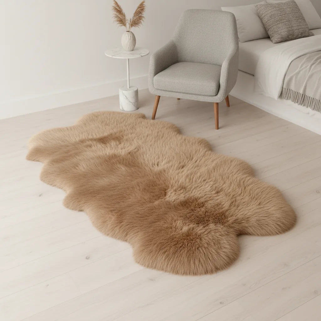 Tapis Irrégulier Moelleux Kaki