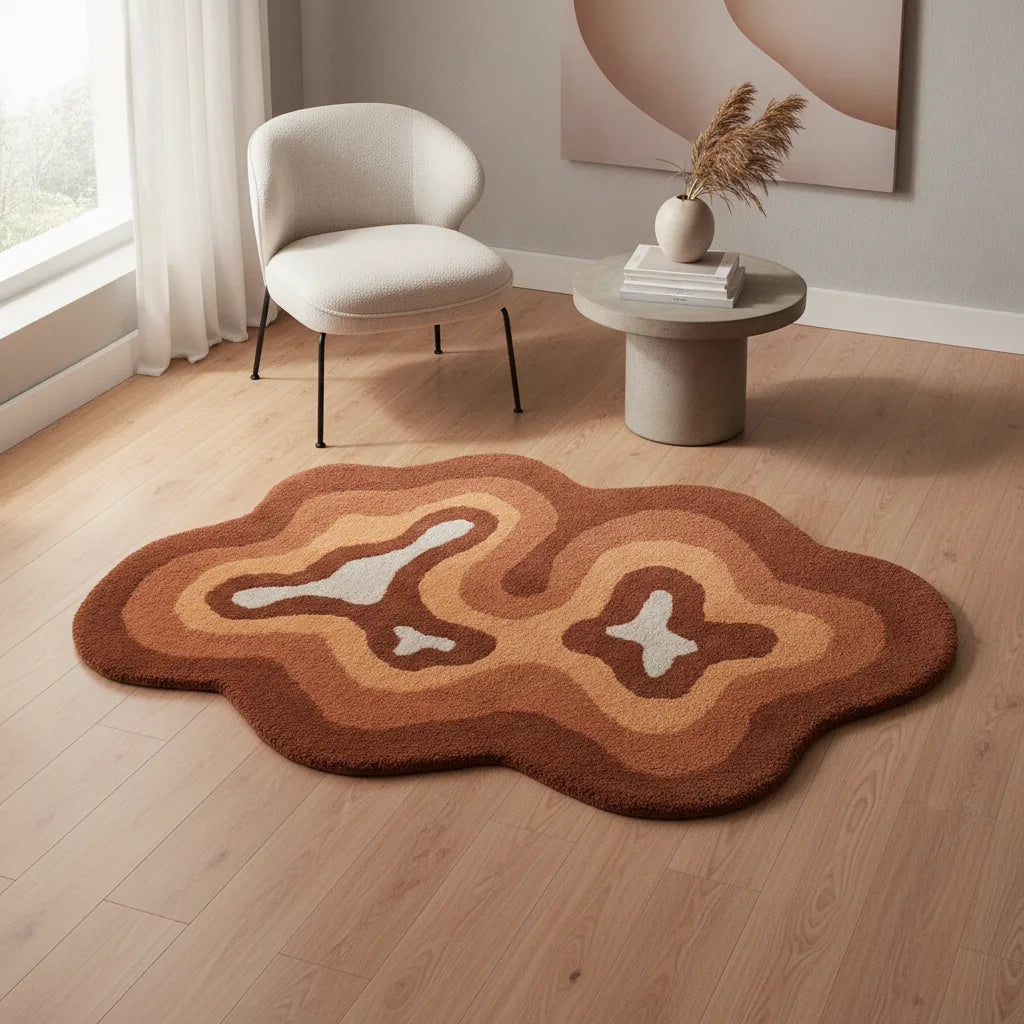 Tapis Salon Moderne Irrégulier Doux & Antidérapant