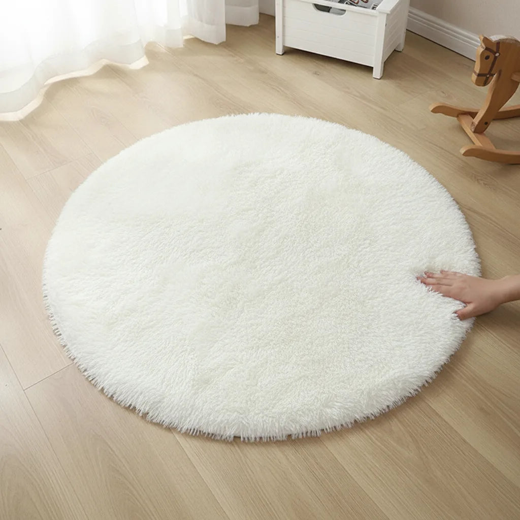 Tapis Rond Moelleux Fausse Fourrure Enfant