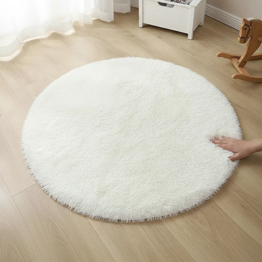 Tapis Rond Moelleux Fausse Fourrure Enfant